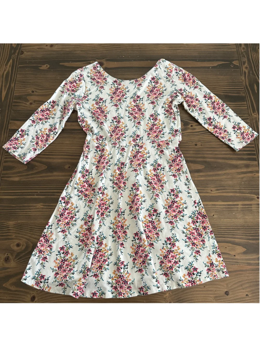 Girls Old Navy Floral Dress Size 14 XL Pink White Long Sleeve Casual